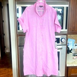 KAL RIEMAN KIMONO SHIRT DRESS, NWT, short sleeve, collared, light pink, size XL